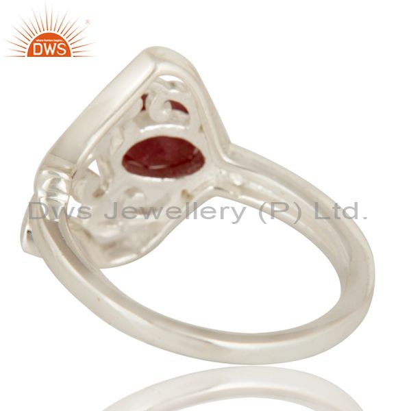 Natural Ruby Corundum Sterling Silver Solitaire Ring