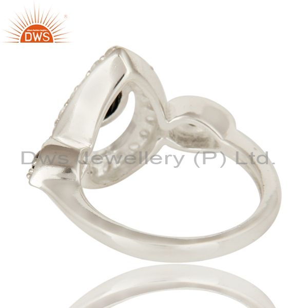 925 Sterling Silver White Topaz And Black Onyx Gemstone Ring