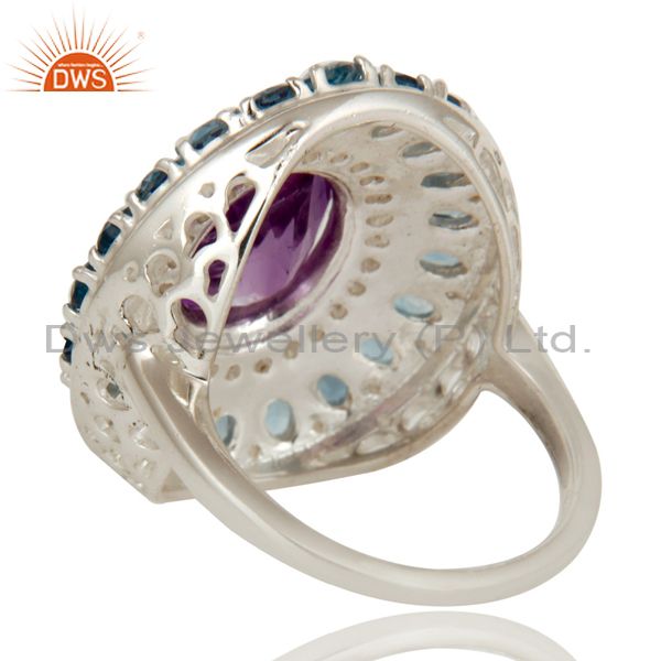 Suppliers 925 Sterling Silver Amethyst And Blue Topaz Cluster Statement Ring