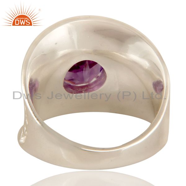 925 Sterling Silver Amethyst Gemstone Solitaire Dome Ring