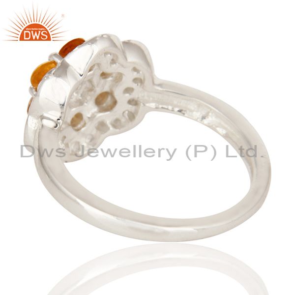 Suppliers Natural Citrine And White Topaz Sterling Silver Solitaire Cocktail Ring
