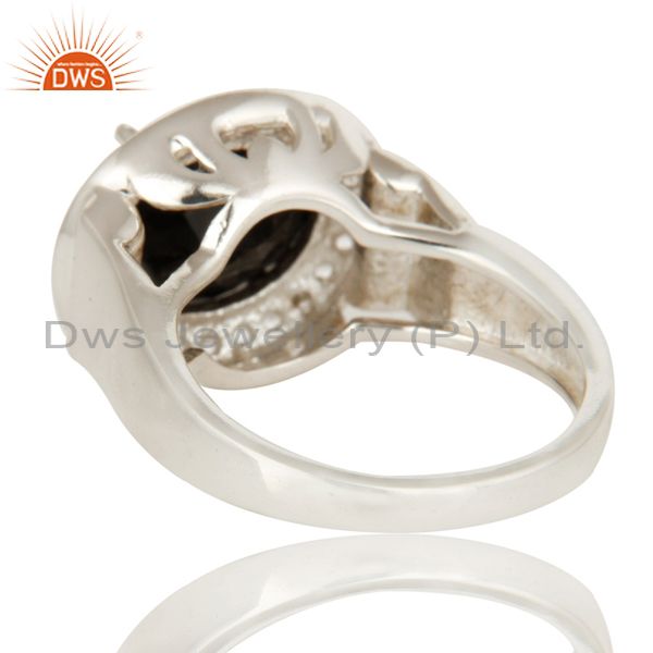 Suppliers 925 Sterling Silver Prong Set Black Onyx And White Topaz Cocktail Ring