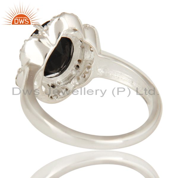 Suppliers 925 Sterling Silver Black Spinel And White Topaz Gemstone Cocktail Ring