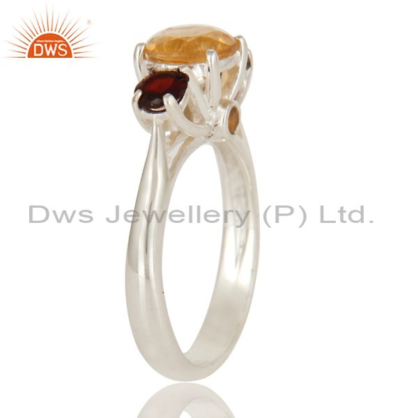 Suppliers 925 Sterling Silver Citrine And Garnet Gemstone Prong Set Ring