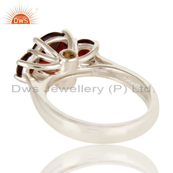 Suppliers Natural Garnet And Citrine Gemstone Sterling Silver Solitaire Ring