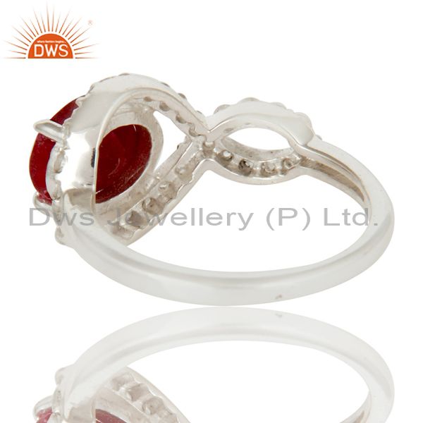 Suppliers 925 Sterling Silver Ruby And White Topaz Prong Set Gemstone Designer Ring