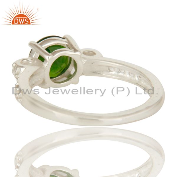 Suppliers 925 Sterling Silver Chrome Diopside Round Cut White Topaz Gemstone Halo Ring