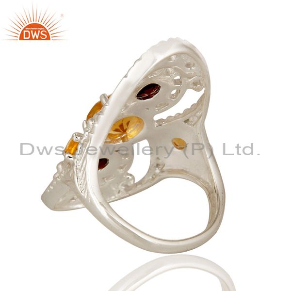 Suppliers 925 Sterling Silver Citrine Garnet And White Topaz Statement Ring