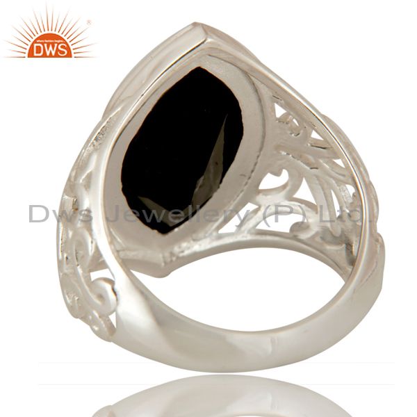 Suppliers Marquise Cut Black Onyx Gemstone Ring In Solid Sterling Silver