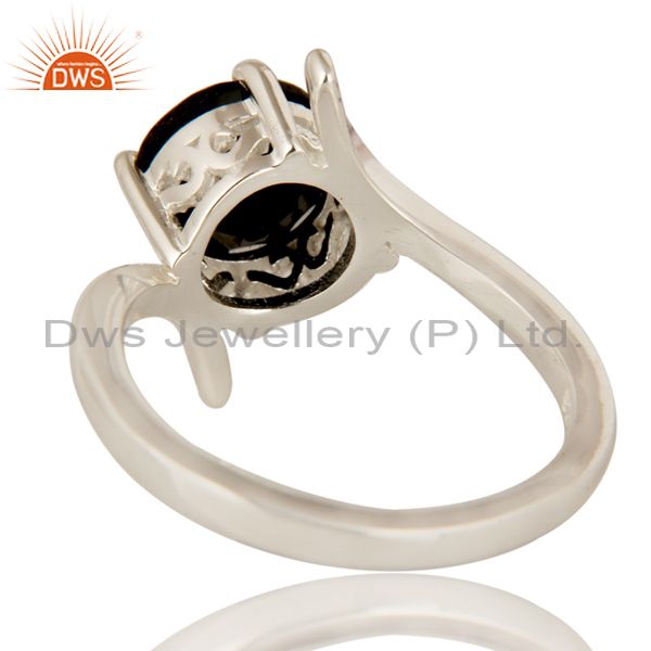 Suppliers 925 Sterling Silver Natural Black Onyx Solitaire Engagement Ring