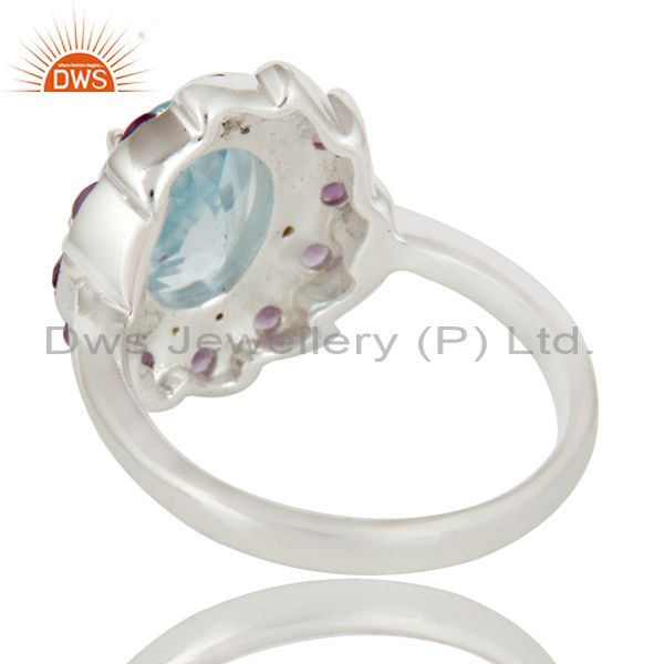 Suppliers Natural Purple Amethyst And Blue Topaz Sterling Silver Cocktail Ring