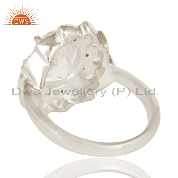 Suppliers 925 Sterling Silver Crystal Quartz And White Topaz Cluster Flower Cocktail Ring