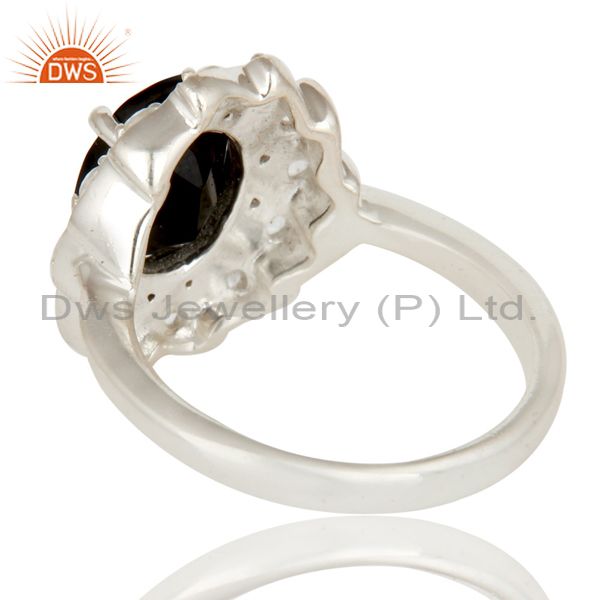 Suppliers 925 Sterling Silver Black Onyx And White Topaz Designer Statement Ring