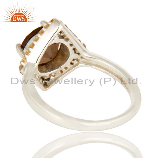 Suppliers 925 Sterling Silver Smoky Quartz And Citrine Gemstone Cocktail Ring