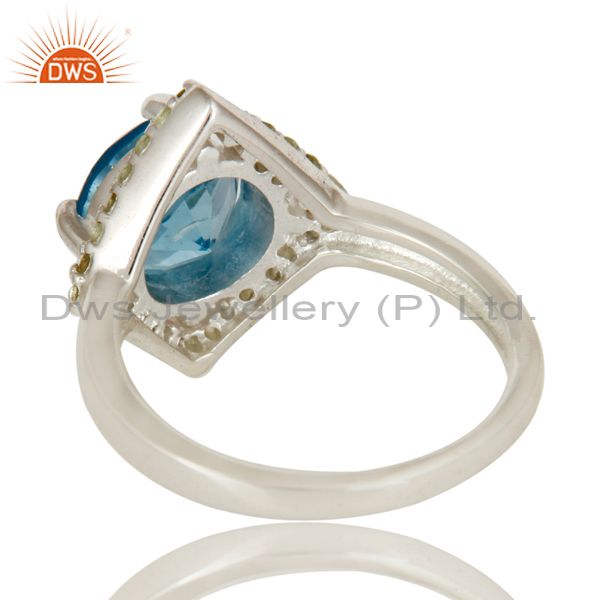 Suppliers 925 Sterling Silver Blue Topaz And Peridot Gemstone Designer Cocktail Ring