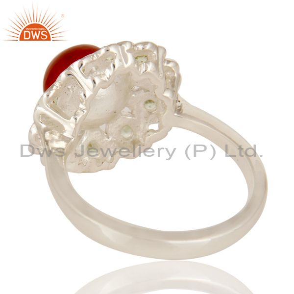 Suppliers Natural Peridot And Red Onyx Gemstone Cocktail Ring Made In Sterling Silver