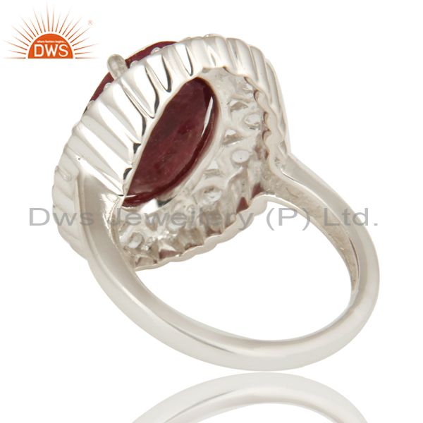 Suppliers Dyed Ruby Corundum And White Topaz Sterling Silver Gemstone Cocktail Ring