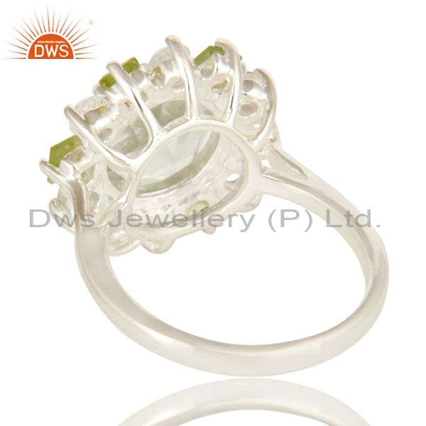 Suppliers Green Amethyst Peridot And White Topaz Sterling Silver Cluster Cocktail Ring