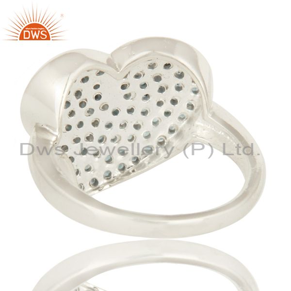 Suppliers 925 Sterling Silver Blue Topaz Gemstone Heart Design Cluster Ring
