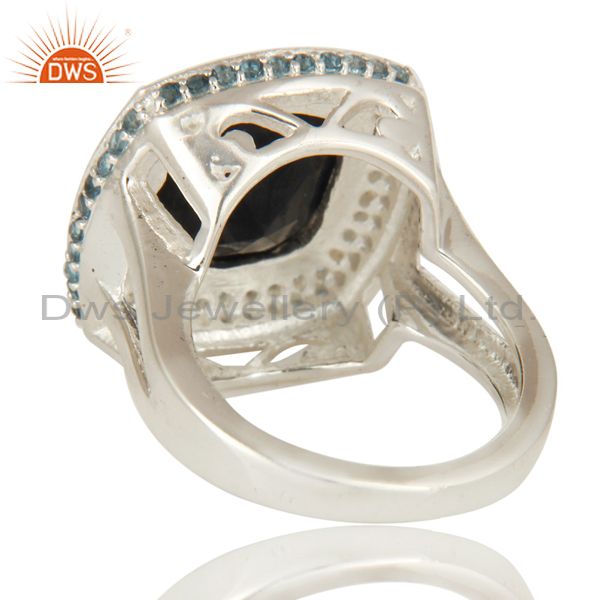 Suppliers 925 Sterling Silver Black Onyx And White Topaz Gemstone Cocktail Ring