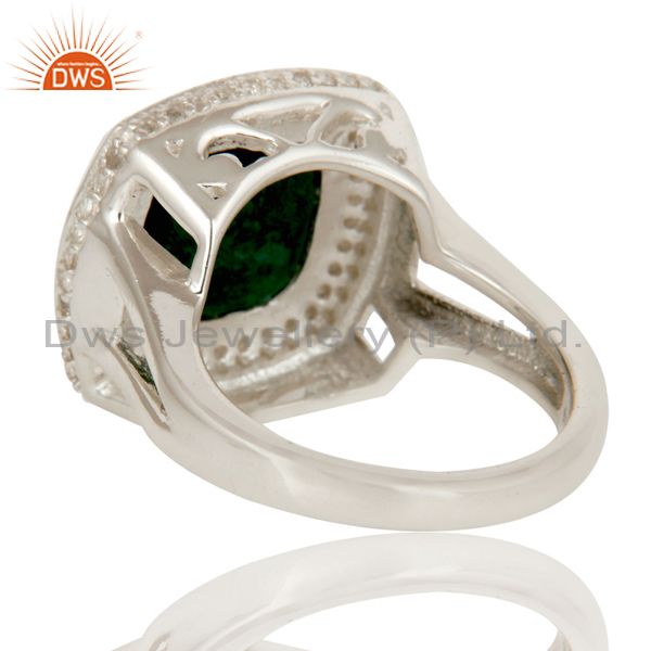 Suppliers Emerald Green Corundum And White Topaz Sterling Silver Cocktail Ring