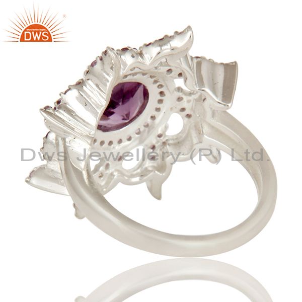 Suppliers 925 Sterling Silver Natural Amethyst Gemstone Cocktail Ring Designer Jewelry