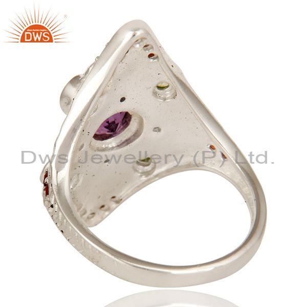 Suppliers 925 Sterling Silver Genuine Multi Colored Gemstone Designer Statement Ring