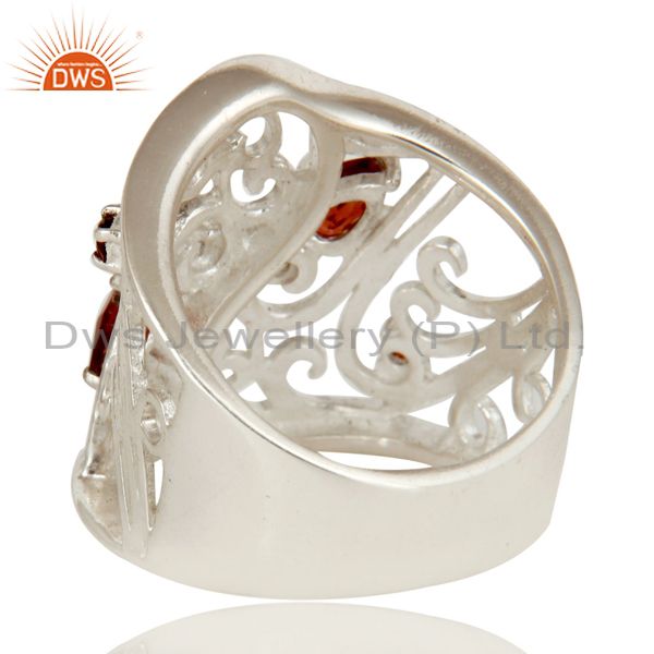 925 Sterling Silver Garnet Gemstone Designer Dome Ring