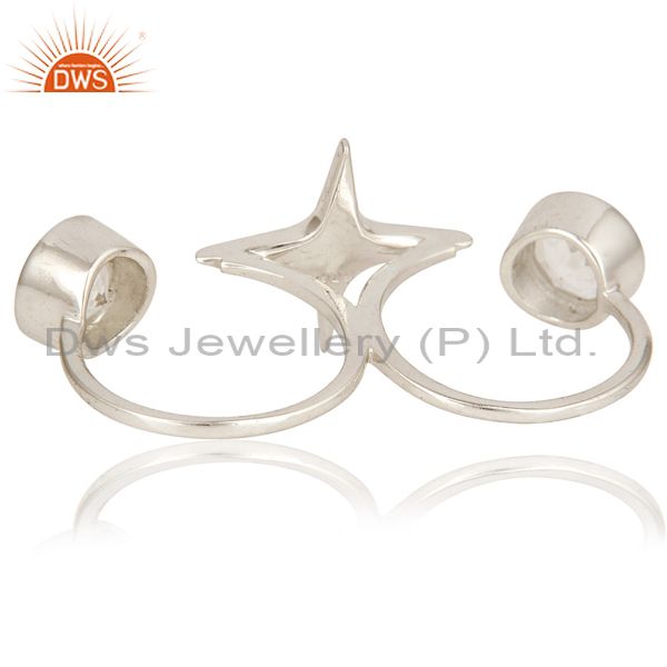 Suppliers High FInish Sterling Silver Crystal Quartz Gemstone Star Double Finger Ring