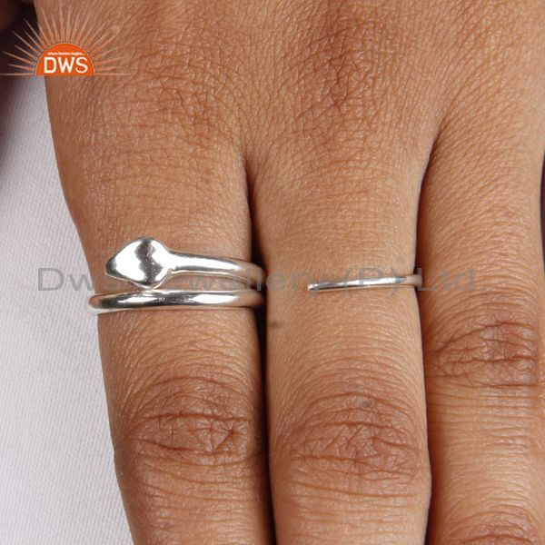 Exporter Ruby Gemstone Highly Polish Sterling Silver Two Finger Adjustable Snake Ring
