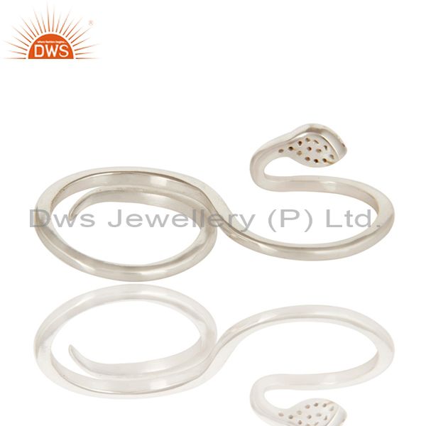 Exporter 925 Sterling Silver Ruby And White Topaz Snake Designer Adjustable Ring