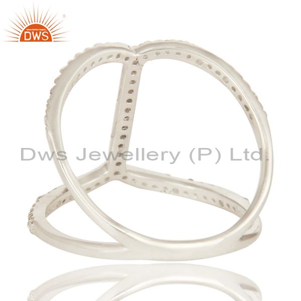 Suppliers 925 Sterling Silver White Topaz Gemstone Pave Set Split Shank Ring