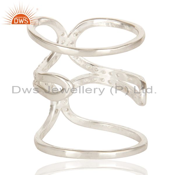 Suppliers 925 Sterling Silver White Topaz Gemstone Accent Womens Long Knuckle Ring