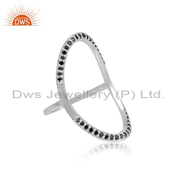 Exporter 925 Sterling Silver Pave Set Black Spinel Gemstone Modern Infinity Ring