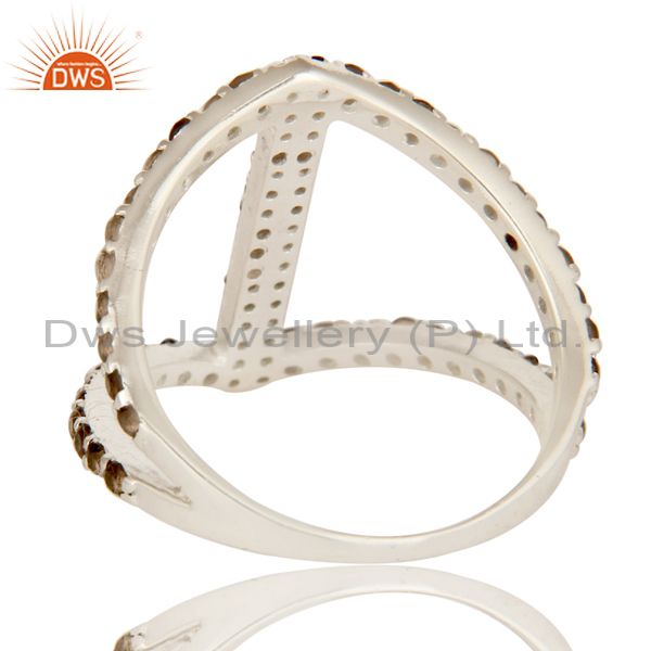 Suppliers 925 Sterling Silver Smoky Quartz Round Cut Gemstone Cluster Designer Ring