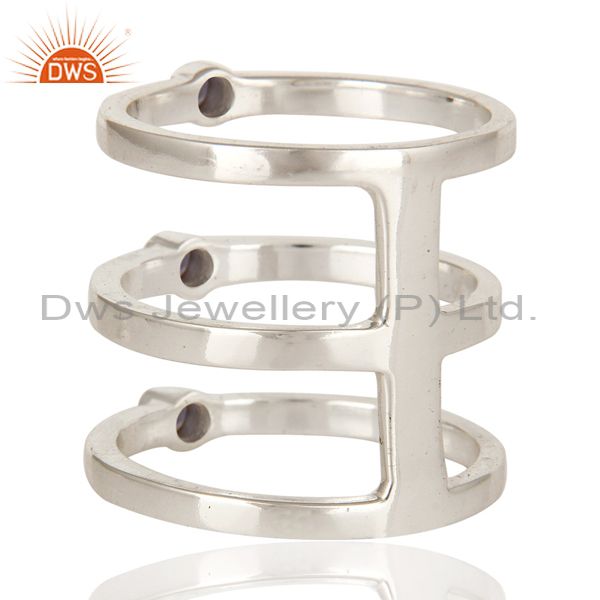 Suppliers 925 Sterling Silver Modern Design Tri Bar Ring With Iolite Gemstone