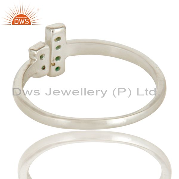 Suppliers 925 Sterling Silver Pave Set Emerald Gemstone Modern Design Open Bar Ring