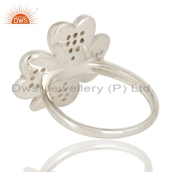Suppliers 925 Sterling Silver White Topaz Gemstone Flower Cocktail Ring