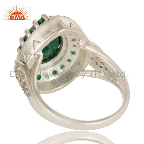 Suppliers Emerald And White Topaz Sterling Silver Gemstone Designer Ring Jewelry