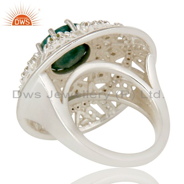 Suppliers 925 Sterling Silver Emerlad Peridot And White Topaz Designer Cocktail Ring