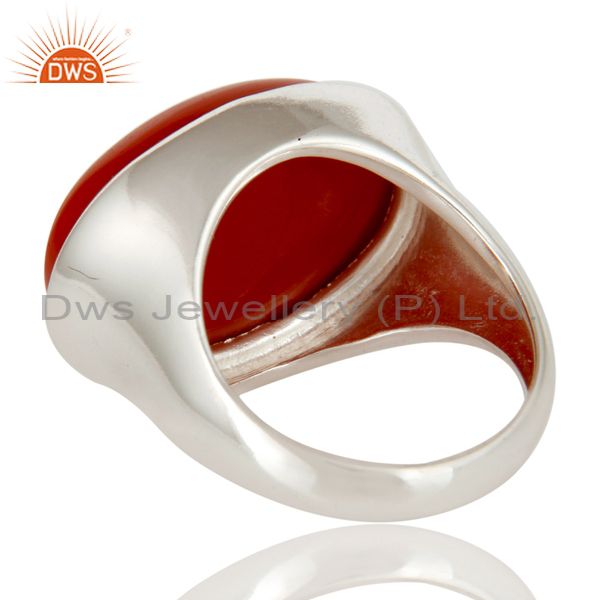 Suppliers High Polished Sterling Silver Red Coral Gemstone Designer Dome Ring