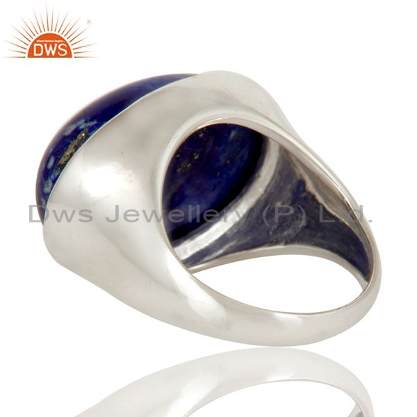 925 Sterling Silver Natural Lapis Lazuli Gemstone Dome Ring