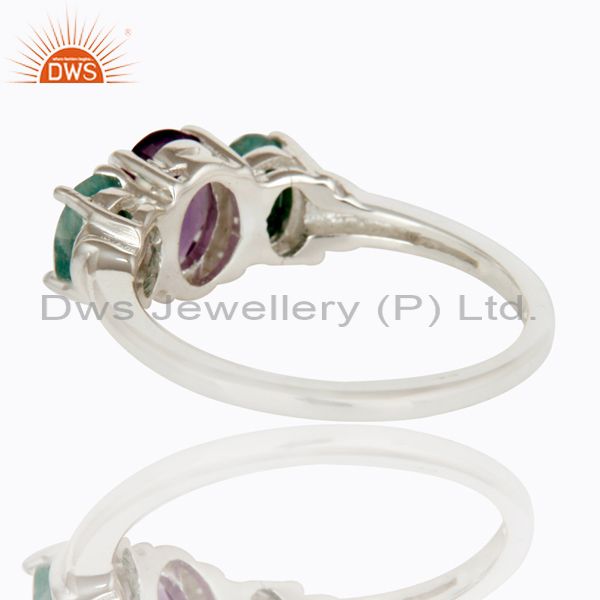 Suppliers 925 Sterling Silver Amethyst And Emerald Gemstone Prong Set Ring