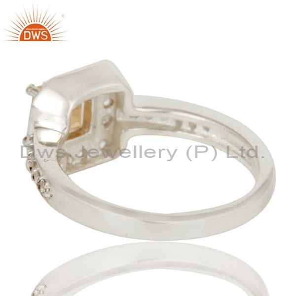 Suppliers 925 Sterling Silver Citrine And White Topaz Gemstone Halo Style Ring