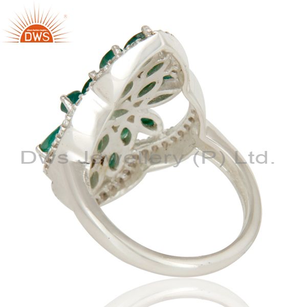 Suppliers 925 Sterling Silver Emerald And White Topaz Gemstone Statement Ring