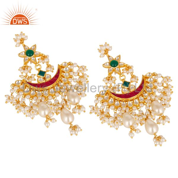 Suppliers Beautiful Multi Color Pearl Beads Chandelier Earring Made In 925 Sterling Silver