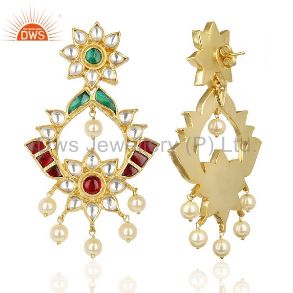 Suppliers Kundan Polki 92.5 Sterling Silver South Traditional Dangle Earring
