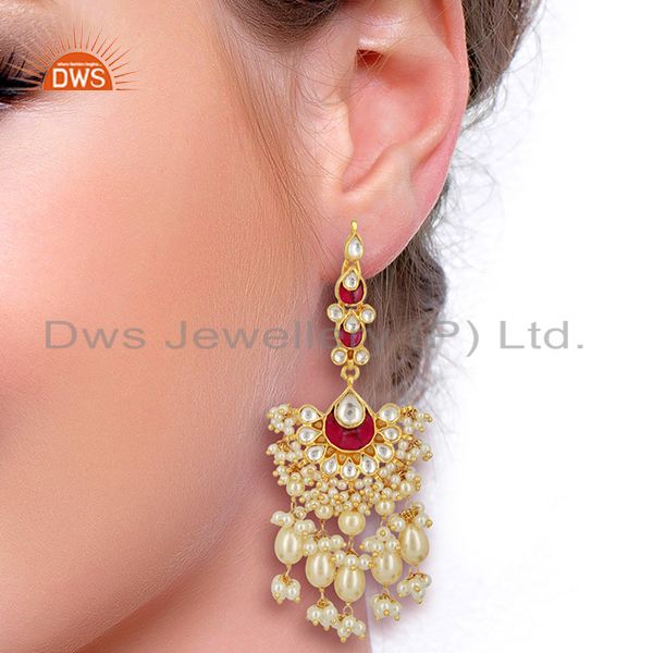 Suppliers kundan Bridal 925 Sterling Silver Gold Plated Wedding Jewelry Collection