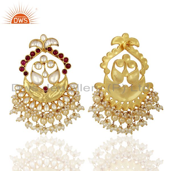 Suppliers Kundan Polki With Pearl Drop 925 Sterling Silver Indian Traditional Jewelry