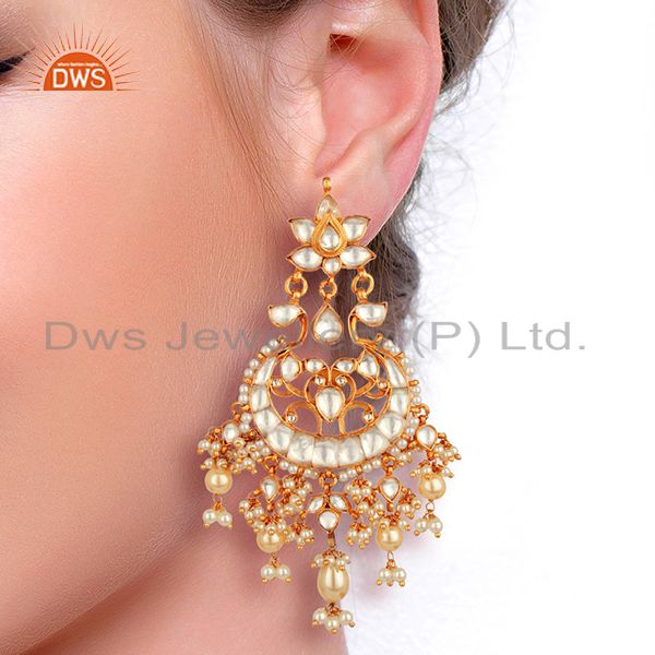 Suppliers Designer Kundan Polki Sterling Silver Gold Plated Indian Bollywood Collection